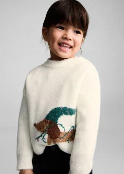 Dzieci MANGO Swetry I Kardigany*Sweter z dzianiny z motywem psa