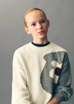 Dzieci MANGO Swetry I Kardigany*Sweter z dzianiny z motywem kwiatu