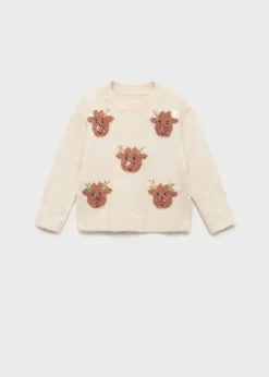 Dzieci MANGO Swetry I Kardigany*Sweter z dzianiny z nadrukiem w renifery