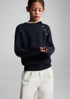 Dzieci MANGO Swetry I Kardigany*Sweter z dzianiny z ozdobnymi guzikami