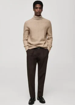 MANGO Kardigany I Swetry*Sweter z dzianiny z warkoczami i golfem