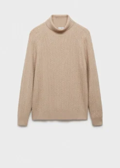 MANGO Kardigany I Swetry*Sweter z dzianiny z warkoczami i golfem