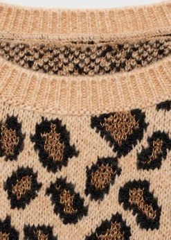 MANGO Swetry I Kardigany*Sweter z krótkim rękawem w lamparcie cętki