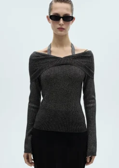 MANGO Swetry I Kardigany*Sweter z lureksu z odkrytymi ramionami