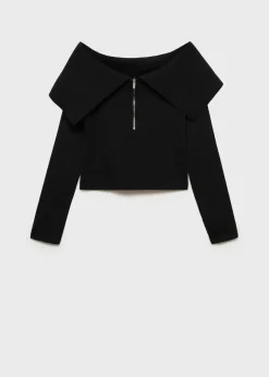 MANGO Swetry I Kardigany*Sweter z odkrytymi ramionami i zapięciem na zamek