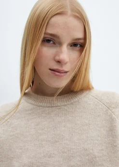 MANGO Swetry I Kardigany|Piżamy*Sweter z okrągłym dekoltem z dzianiny mieszanej z bawełny i lnu