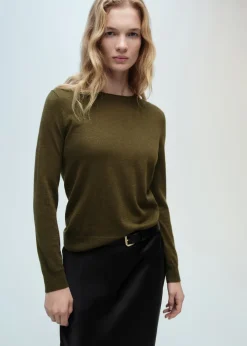 MANGO Swetry I Kardigany*Sweter z okrągłym dekoltem z dzianiny mieszanej z bawełny i lnu