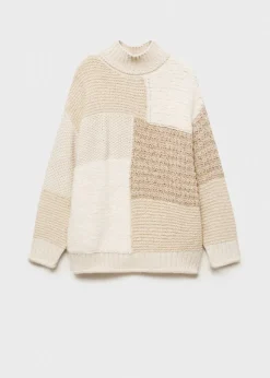 MANGO Swetry I Kardigany*Sweter z półgolfem i patchworkiem