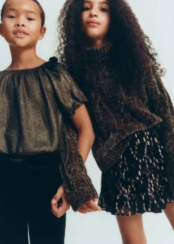 Dzieci MANGO Swetry I Kardigany*Sweter z szenili warkoczami i golfem