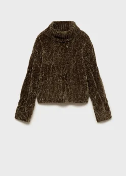 Dzieci MANGO Swetry I Kardigany*Sweter z szenili warkoczami i golfem