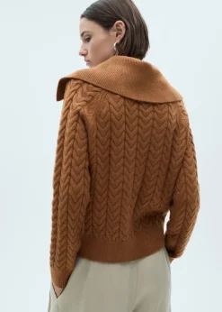 MANGO Swetry I Kardigany*Sweter z warkoczami i wykładanymi wyłogami