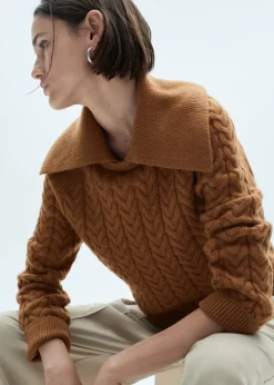 MANGO Swetry I Kardigany*Sweter z warkoczami i wykładanymi wyłogami