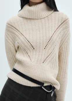 MANGO Swetry I Kardigany*Sweter z wywijanym golfem i ażurowym detalem