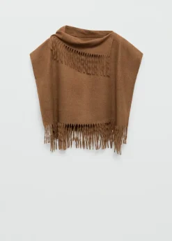 MANGO Szaliki I Chusty*Szal narzutka z dzianiny z frędzlami