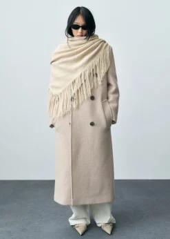 MANGO Szaliki I Chusty*Szal narzutka z dzianiny z frędzlami