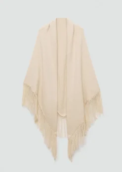 MANGO Szaliki I Chusty*Szal narzutka z dzianiny z frędzlami