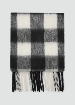 MANGO Więcej Akcesoriów*Szalik w kratę z frędzlami