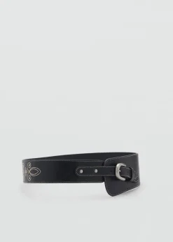 MANGO Paski*Szeroki pas z klamrą