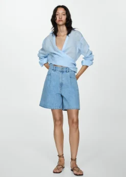 MANGO Krótkie Spodenki*Szorty dżinsowe z zaszewkami