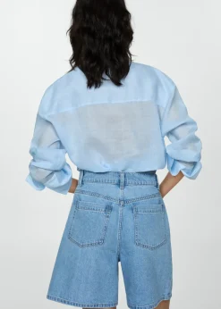 MANGO Krótkie Spodenki*Szorty dżinsowe z zaszewkami