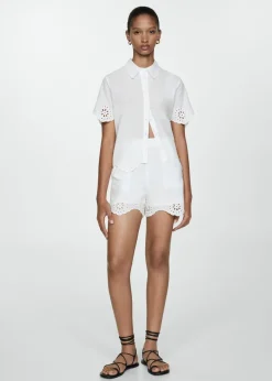 MANGO Krótkie Spodenki*Szorty haftowane z ażurowym motywem