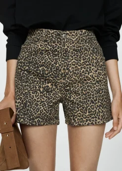 MANGO Krótkie Spodenki*Szorty o prostym kroju w lamparcie cętki