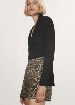 MANGO Krótkie Spodenki*Szorty o prostym kroju w lamparcie cętki