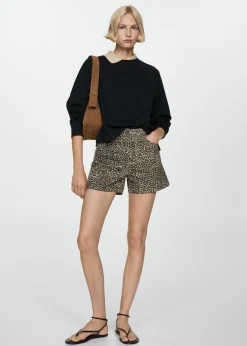 MANGO Krótkie Spodenki*Szorty o prostym kroju w lamparcie cętki