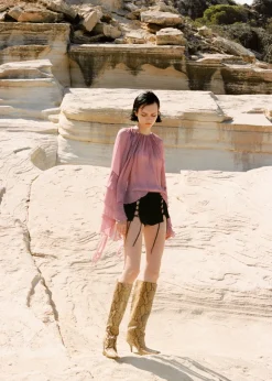 MANGO Krótkie Spodenki|Skóra*Szorty skórzane ze sznurowanymi rozcięciami