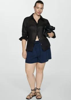 MANGO Krótkie Spodenki*Szorty z lyocellu z elastycznym pasem