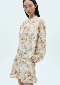 MANGO Krótkie Spodenki*Szorty z zaszewkami i kwiatowym wzorem