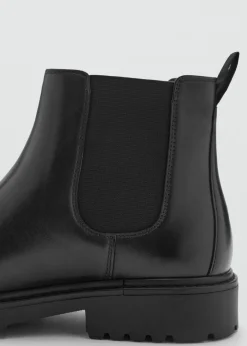 MANGO Skóra|Buty*Sztyblety skórzane na podeszwie z bieżnikiem