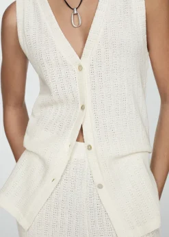 MANGO Kamizelki*Szydełkowa kamizelka na guziki