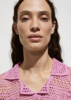 MANGO Swetry I Kardigany|Koszule I Bluzki*Szydełkowa koszula z motywem kwiatów