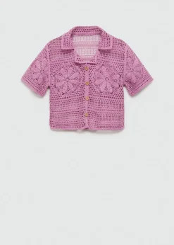 MANGO Swetry I Kardigany|Koszule I Bluzki*Szydełkowa koszula z motywem kwiatów