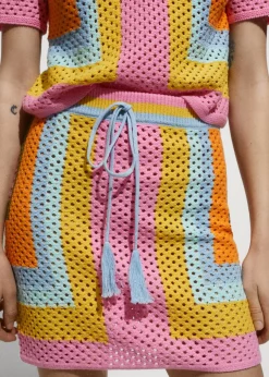 MANGO Spódnice*Szydełkowa minispódniczka wiązana w talii