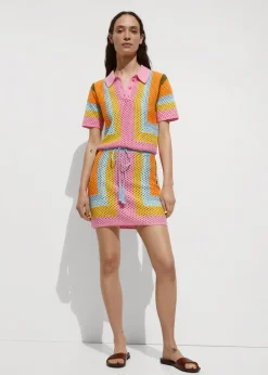 MANGO Spódnice*Szydełkowa minispódniczka wiązana w talii