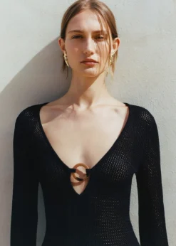 MANGO Sukienki I Kombinezony*Szydełkowa sukienka z kółkiem