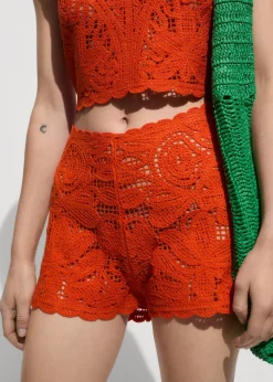 MANGO Krótkie Spodenki*Szydełkowe spodenki z motywem kwiatów