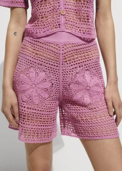 MANGO Krótkie Spodenki*Szydełkowe spodenki z motywem kwiatów