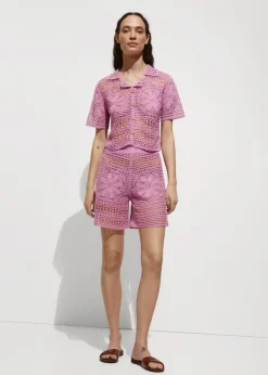 MANGO Krótkie Spodenki*Szydełkowe spodenki z motywem kwiatów