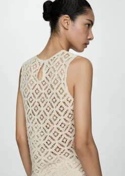 MANGO Topy*Szydełkowy top bez rękawów