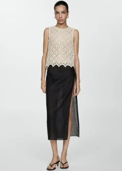 MANGO Topy*Szydełkowy top bez rękawów
