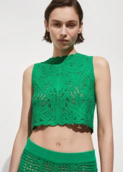 MANGO Topy*Szydełkowy top z motywem kwiatów