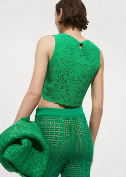 MANGO Topy*Szydełkowy top z motywem kwiatów