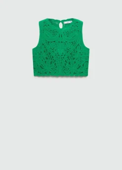 MANGO Topy*Szydełkowy top z motywem kwiatów