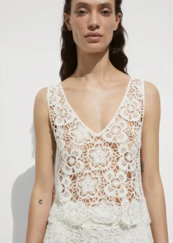 MANGO Topy*Szydełkowy top z motywem kwiatów