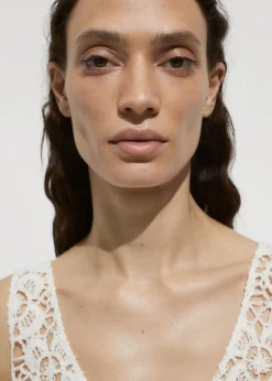 MANGO Topy*Szydełkowy top z motywem kwiatów