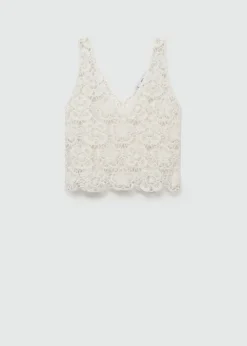 MANGO Topy*Szydełkowy top z motywem kwiatów