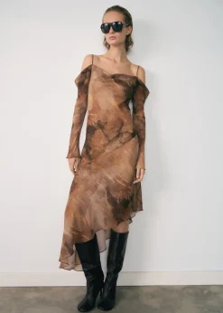 MANGO Sukienki I Kombinezony*Szyfonowa wzorzysta sukienka